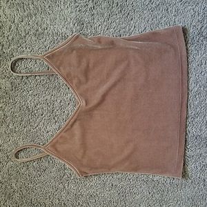 Mauve V-neck Velour Tank Top